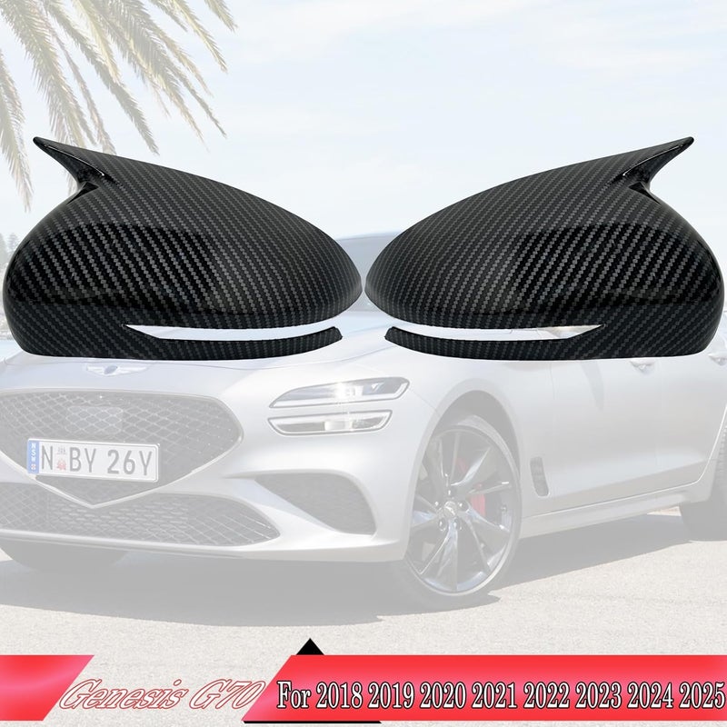 MUXEE Side Mirror Cover,for Genesis G70 2018 2019 2020 2021 2022 2023 2024 2025，Turn Signal housing Cover Sets car Accessories -Carbon Fiber（with Turn Signal Cutout） - Image 2